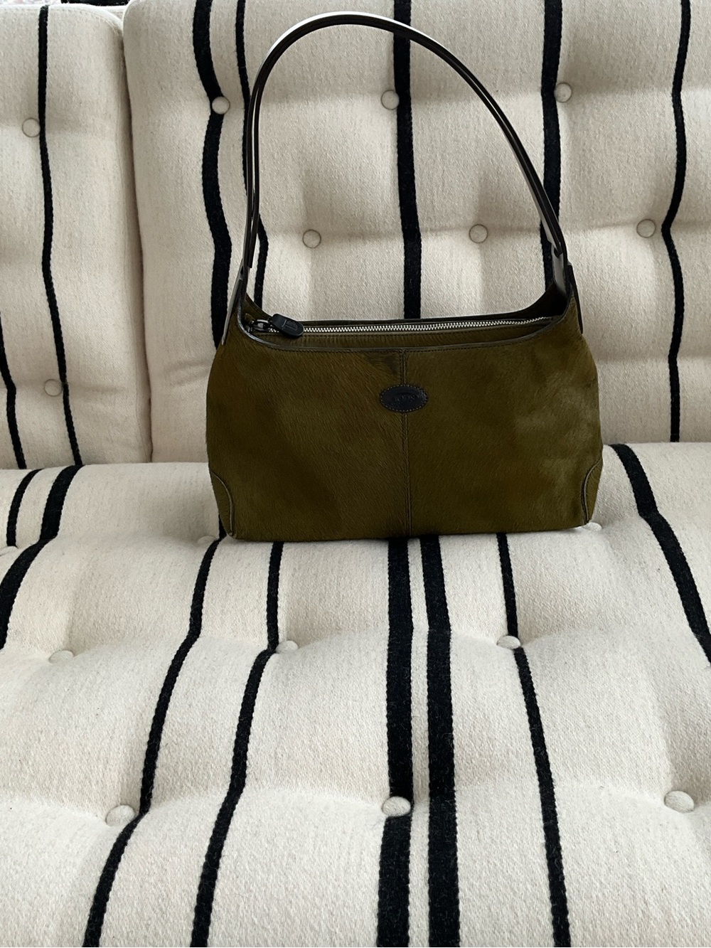 Tod's Olive Green Shoulder Bag with Dark Trim